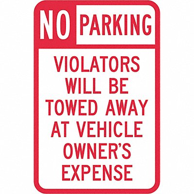 Tow Zone No Parking Sign 18 x 12 