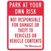 Parking Lot Damage Advisory Sign 18 x12 