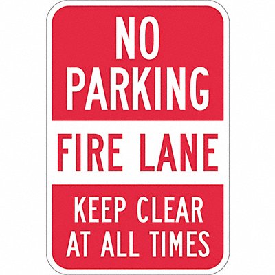 Fire Lane No Parking Sign 18 x 12 