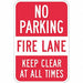 Fire Lane No Parking Sign 18 x 12 