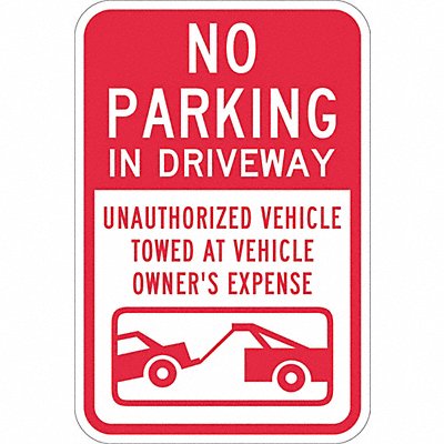 Driveway No Parking Sign 18 x 12 