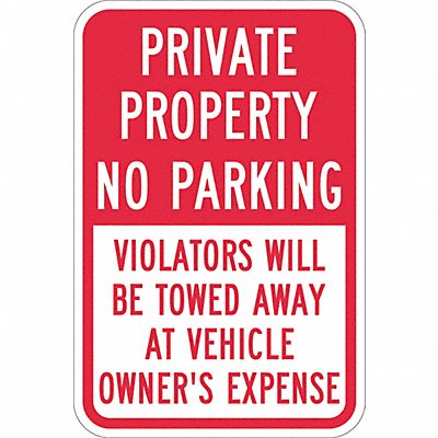 Private Property No Parking Sign 18 x12 