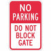 Gate No Parking Sign 18 x 12 