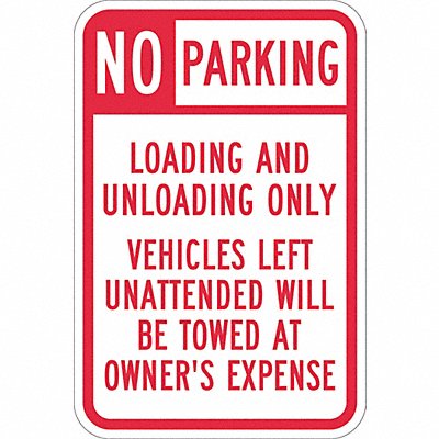 Loading Zone No Parking Sign 18 x 12 