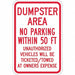 Dumpster No Parking Sign 18 x 12 