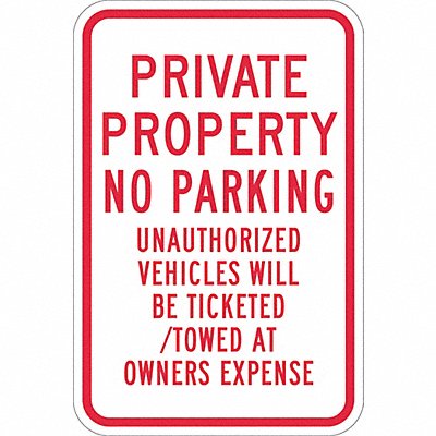 Private Property No Parking Sign 18 x12 