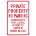 Private Property No Parking Sign 24 x18 