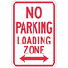 No Parking Loading Zone Sign 18 x 12 