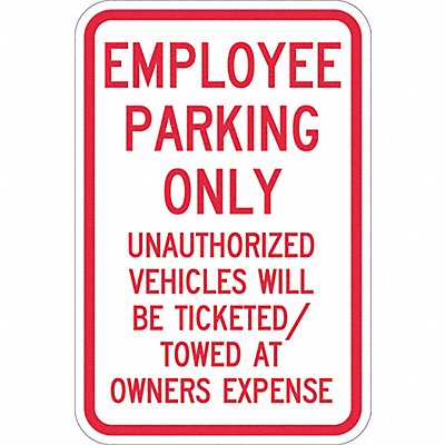 Employee Parking Sign 18 x 12 