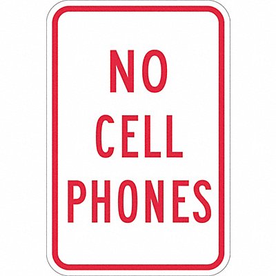 No Cell Phones Traffic Sign 18 x 12 