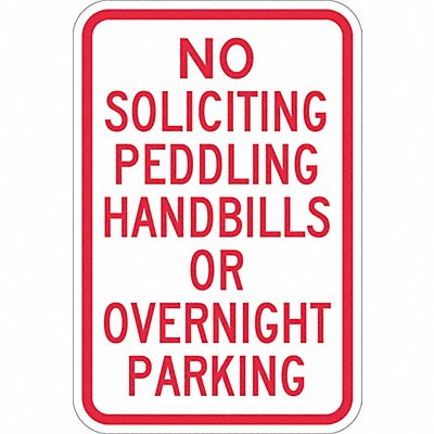 No Overnight Parking Sign 18 x 12 