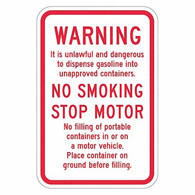Rflctv Gasoline Warn Sign 18x12in Alum