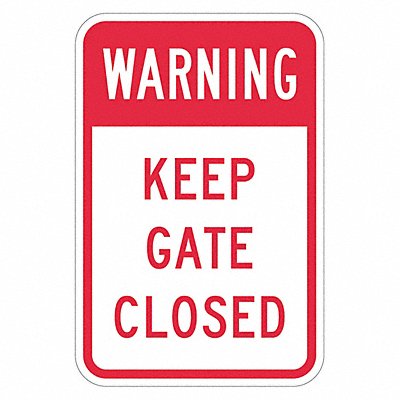 Rflctv Gate Warning Sign 18x12in Alum