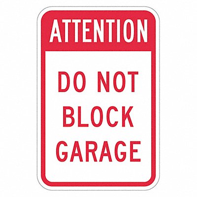 Garage No Parking Sign 18 x 12 