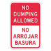 Rflctv No Dumping Allowed Sign 18x12in