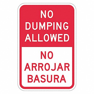 Rflctv No Dumping Allowed Sign 18x12in
