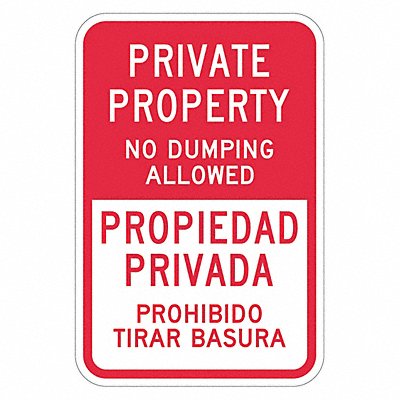 Rflctv No Dumping Prvt Prop Sign 18x12in