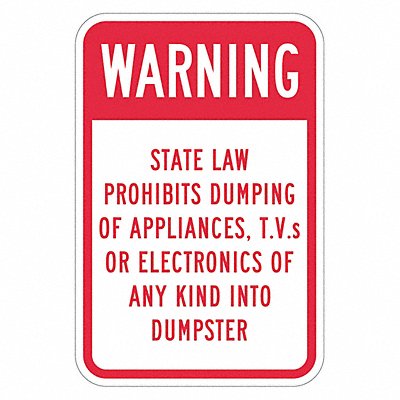 Rflctv No Dumping Warning Sign 18x12in