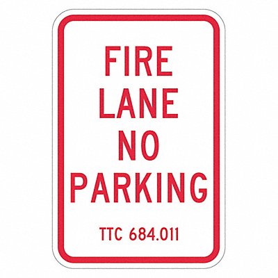 Fire Lane No Parking Sign 18 x 12 