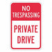 Rflctv No Trespassing Sign 18x12in Alum