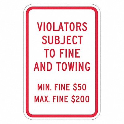 Tow Zone No Parking Sign 18 x 12 