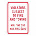 Tow Zone No Parking Sign 18 x 12 