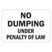 Reflective No Dumping Sign 12x18in Alum