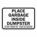 Reflective Dumpster Sign 12x18in Alumin