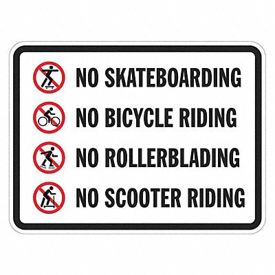 Rflctv No Skateboards Sign 18x24in Alum