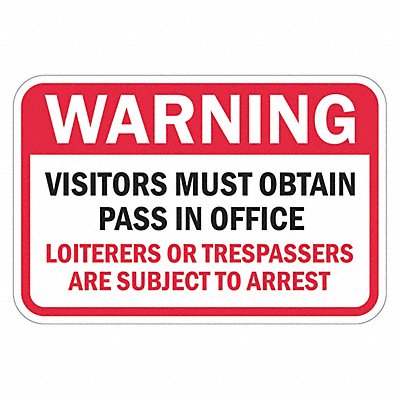 Rflct Visitors Warning Sign 12x18in Alum