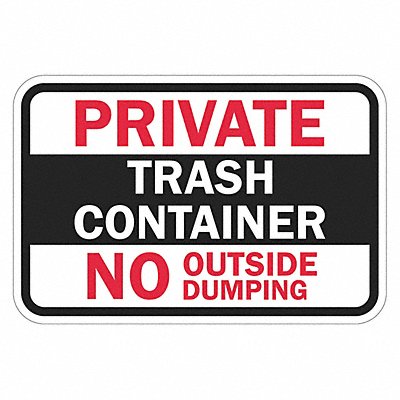 Rflctv No Dumping Private Sign 12x18in