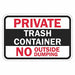 Rflctv No Dumping Private Sign 12x18in