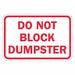 Dumpster No Parking Sign 12 x 18 