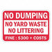 Reflective No Dumping Sign 12x18in Alum