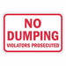 Reflective No Dumping Sign 12x18in Alum