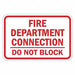 Rflctv Fire Connection Sign 12x18in Alum