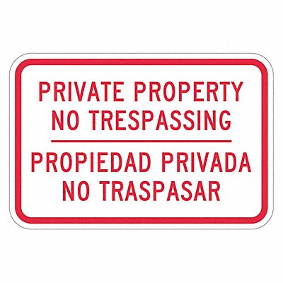 Rflctv No Trespassing Sign 12x18in Alum
