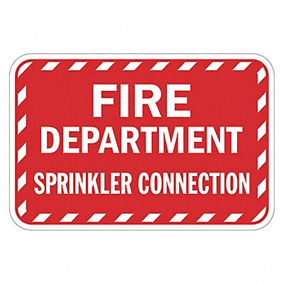 Rflctv Fire Connection Sign 12x18in Alum