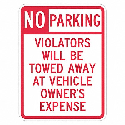 Tow Zone No Parking Sign 24 x 18 