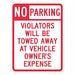 Tow Zone No Parking Sign 24 x 18 