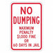Reflective No Dumping Sign 24x18in Alum