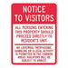 Rflctv Notice to Visitors Sign 24x18in