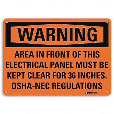 Warning Sign 10 in x 14 in Plastic