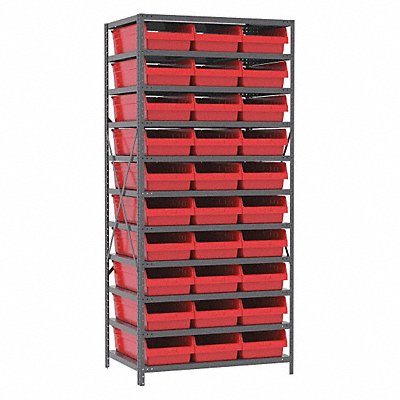 Steel Shelving 24x36x79 W/30 Bins Blue