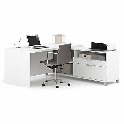 L-Shape Workstation White 29-29/32 in H