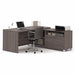 L-Shape Workstation Bark Gray 2 Drawers