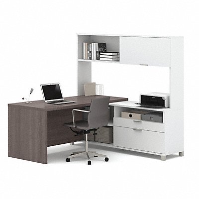 L-Shape Workstation White/Bark Gray