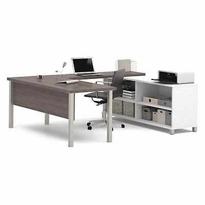 U-Shape Workstation White/Bark Grey