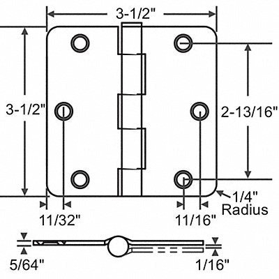 Butt Hinge Steel 100.0 lb Load Cap. PR