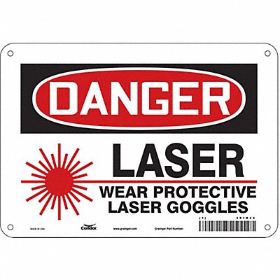 Laser Warning Sign 7 in x 10 in Aluminum
